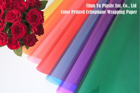 Kertas Pembungkus Plastik BOPP Dicetak Warna Tembus - Buket bunga potong yang dibungkus dengan kertas pembungkus plastik bening berwarna transparan