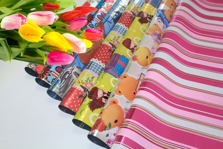 Shinewrap Size 58x58cm 9 Colors & OEM Custom Plastic Foil Flower Gift Wrapping  Paper Film Roll