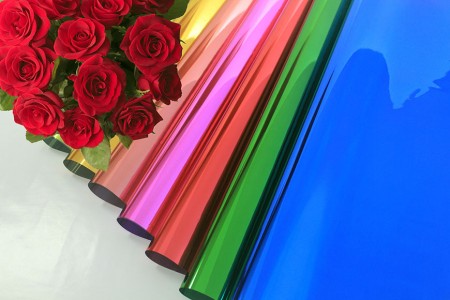 Metallic BOPP With Shiny Color Printed Flower Wrapping & Gift Wrapping - Color Printed Metallic Cellophane Film Wrap in Roll & Sheet