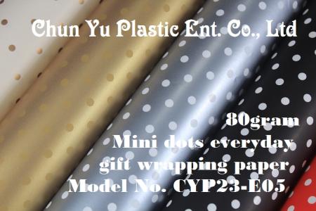Model No. CYP23-E05: 80gram Mini dots Everyday Gift Wrapping Paper - Kertas pembungkus kado 80gram dicetak dengan desain titik-titik mini untuk kemasan kado