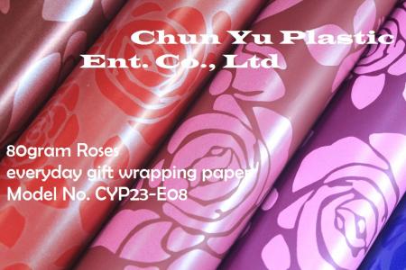 Model No. CYP23-E08: 80gram Roses Everyday Gift Wrapping Paper - Kertas pembungkus kado 80gram dicetak dengan desain Mawar untuk persiapan kado