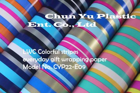 Модель № CYP23-E09: 80-грамовий подарунковий папір із кольоровими смужками на кожен день - 80gram gift wrapping paper printed with Colorful Stripes designs for gift preparing