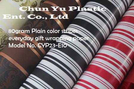 Model No. CYP23-E10: 80gram Plain Color Stripes Everyday Gift Wrapping Paper - 80gram gift wrapping paper printed with Plain Color Stripes designs for gift preparing