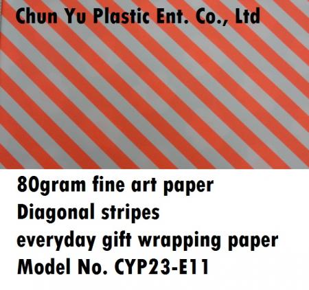 Model No. CYP23-E11: Kertas Pembungkus Kado Sehari-hari Garis Diagonal 80gram - Kertas pembungkus kado 80gram dicetak dengan desain garis-garis diagonal untuk persiapan kado