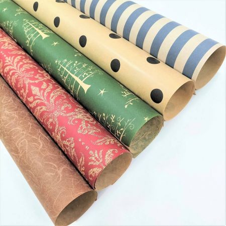Polka Dots natural brown kraft gift wrapping paper