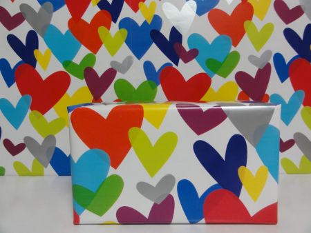 children birthday hearts wrapping paper