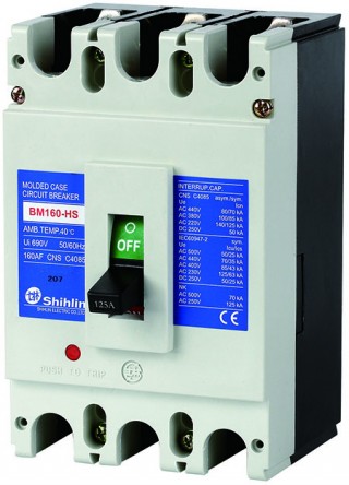 Disjuntor em caixa moldada - Shihlin ElectricDisjuntor em caixa moldada BM160-HS