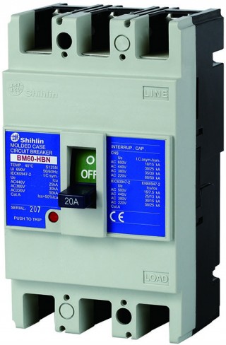Disjuntor em caixa moldada - Shihlin ElectricDisjuntor em caixa moldada BM60-HBN