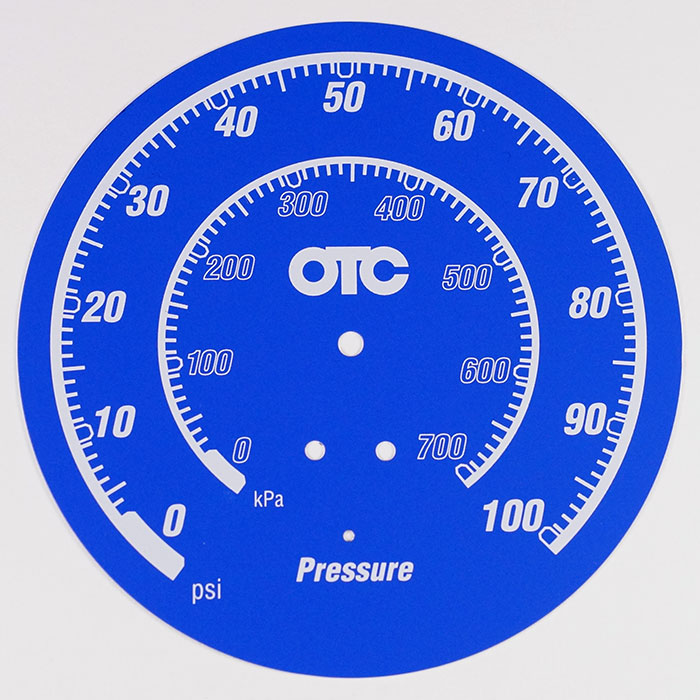 Pressure scale NamePlate - Aluminum Plate with printing numeral on the surface.