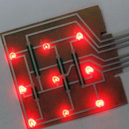 Interrupteur à membrane (clavier à membrane) LED rouge assemblée - Couches de circuits LED