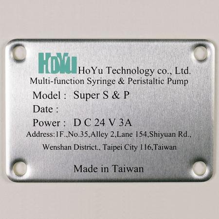 Custom Nameplate - Aluminum plate with printing description.