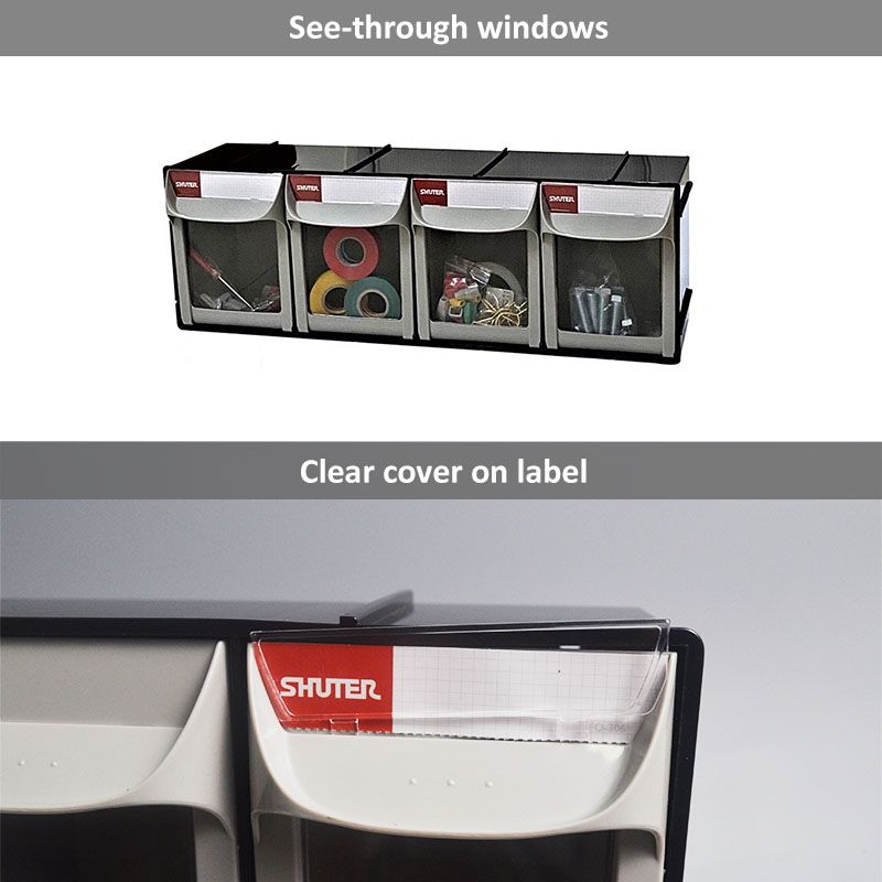 Transparent window & clear cover on label for easier identification