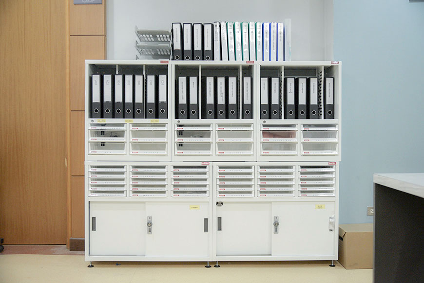 Desktop or wall-mountable document storage systems for home and office use.
