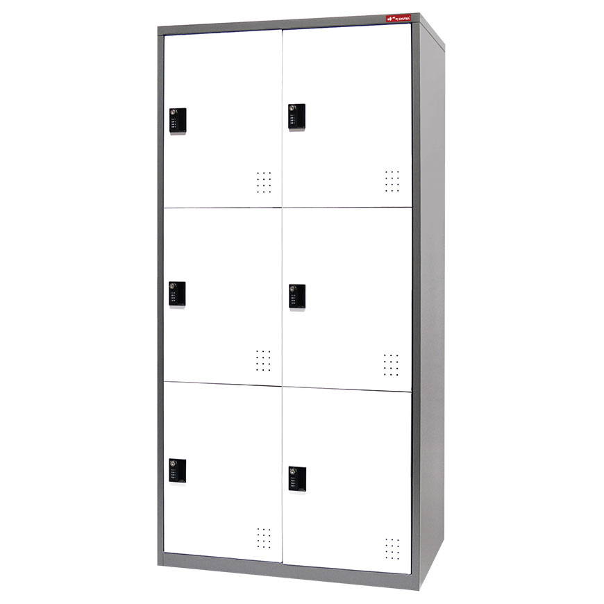 Metal Storage Locker, Triple Tier, 6 Compartments