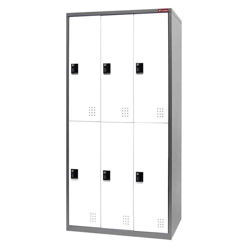 Metal Storage Locker, Double Tier, 6 Compartments