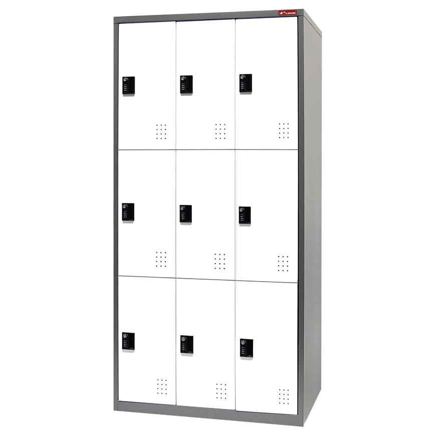 Metal Storage Locker, Triple Tier, 9 Compartments