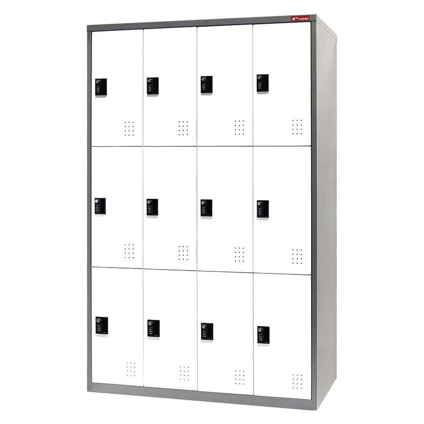 Metal Storage Locker, Triple Tier, 12 Compartments