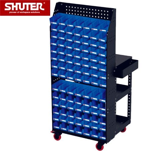 Large Tool Cart with 3 Shelves, Double Sided Pegboard & Hanging Bins, Height 1,684 mm
