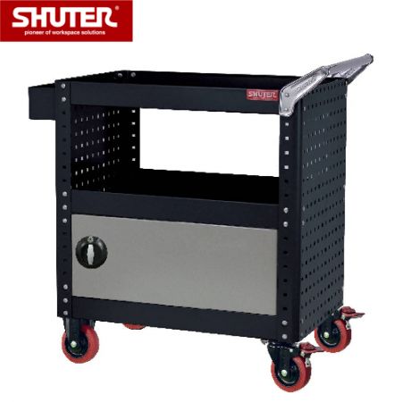 Tool Cart with 1 Locker & Siding Pegboard, Height 880 mm - Tool Cart with 1 Locker & Siding Pegboard, Height 880 mm