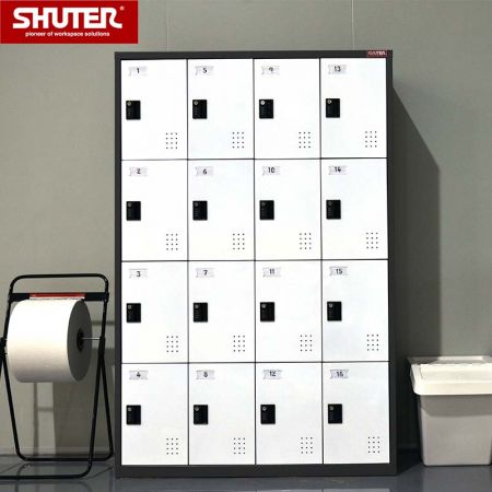 SHUTER metal locker with 16 compartments