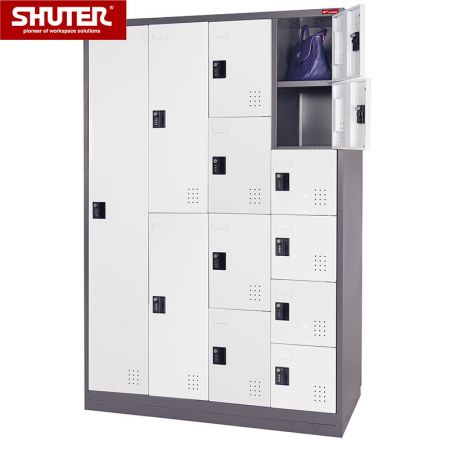 SHUTER 鋼製儲物櫃，帶有 16 個用於組織的隔間