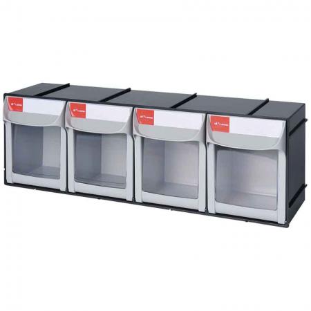 Tip Out Bin with 4 Compartments for Parts Storage - SHUTER Tip Out Bin with 4 Compartments for Parts Storage