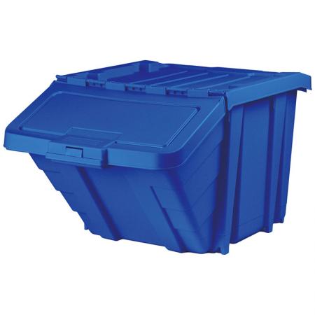 부품 및 재활용 보관을 위한 50L 클래식 시리즈 스태킹 및 네스팅 빈 - SHUTER내구성이 뛰어난 뚜껑이 있는 쓰레기통은 재활용, 쓰레기 또는 대형 부품 및 도구 보관에 이상적입니다.