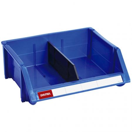13L Classic Series Stacking, Nesting & Hanging Bin with Divider for Parts Storage - This large-style hanging bin features a handy divider for even better storage organization.