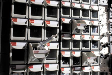 Industrial Quick Flip Out Bin Storage Sets - SHUTER quick flip out bins are a durable small parts storage solution.