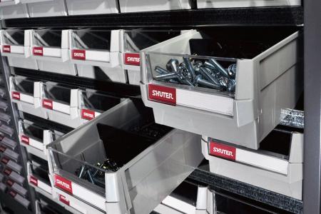 Cabinets for Tools and Small Parts - These parts cabinets feature SHUTER exclusive drop-stop ABS or PS drawers.