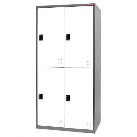 Metal Locker Cabinet, Double Tier, 4 Compartments