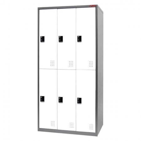 Metal Locker Cabinet, Double Tier, 6 Compartments - Metal Storage Locker, Double Tier, 6 Compartments