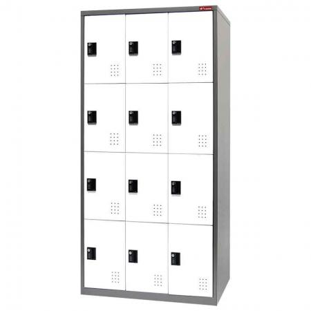 Metal Storage Locker, 4 Tier, 12 Compartments