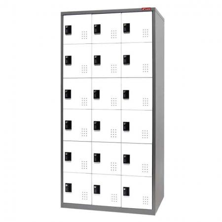 Металлический шкафчик, 6 ярусов, 18 отделений - Металлический шкафчик для хранения, 6 ярусов, 18 отделений