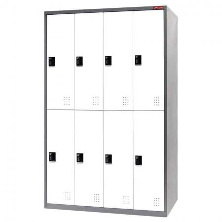 Metal Locker Cabinet, Double Tier, 8 Compartments - Metal Storage Locker, Double Tier, 8 Compartments