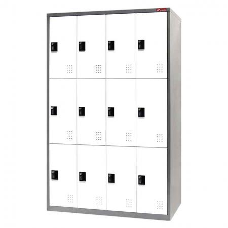 Metal Locker Cabinet, Triple Tier, 12 Compartments