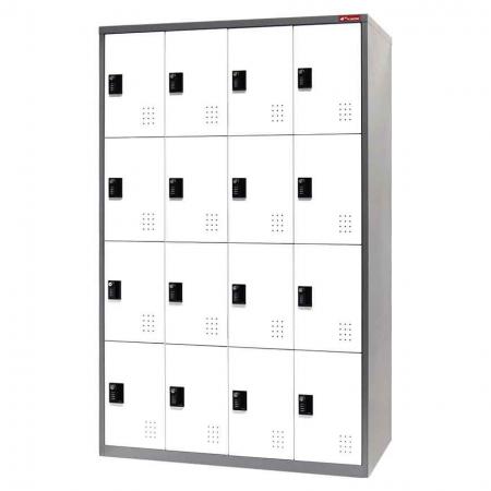 Металлический шкафчик, 4 яруса, 16 отделений - Металлический шкафчик для хранения, 4 яруса, 16 отделений
