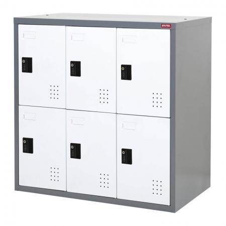 Low Metal Locker for Secure Storage, Double Tier, 6 Compartments - Metal Storage Low Locker, Double Tier, 6 Compartments