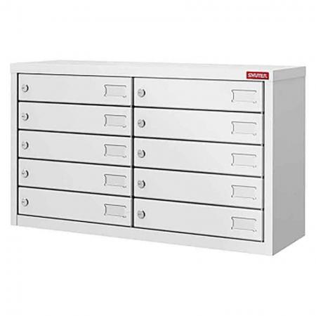 Metal Locker for Tablet with 10 Doors - Many-use electronic safety lockers carefully designed to stow away the digital devices of employees or visitors. With metal doors, this cabinet is designed for private use by staff members in factories or offices to securely store personal digital devices.