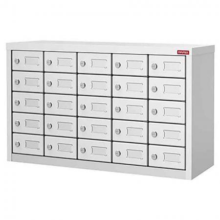Cell Phone Locker with 25 Doors - Metal Locker for Cell Phones and Digital Devices - 25 Doors in 5 Columns