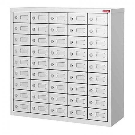 Cell Phone Locker with 45 Doors - Metal Storage Locker for Cell Phones and Digital Devices - 45 Doors in 5 Columns