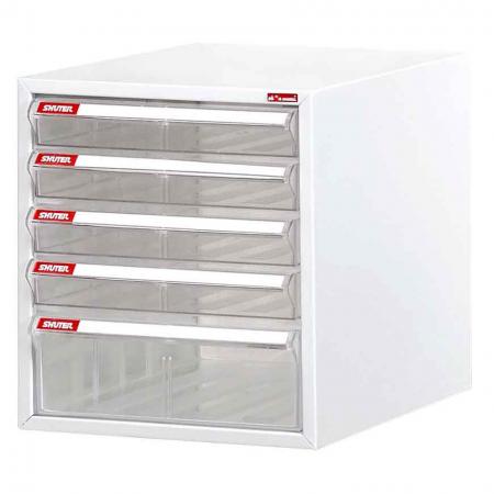 Steel File Cabinet with 4 plastic drawers and 1 deep drawer in 1 column for A4 paper - Steel is the solution to the most durable desktop filing storage you've ever seen.