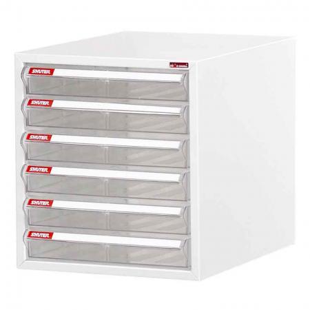Steel File Cabinet with 6 shallow drawers in 1 column for A4 paper - Trust SHUTER to craft the very best desktop document drawer cabinets on the market.