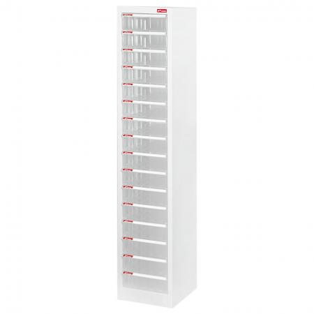 Steel File Cabinet with 16 plastic drawers in 1 column for A4 paper