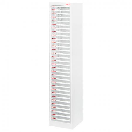 Steel File Cabinet with 32 plastic drawers in 1 column for A4 paper - Steel file cabinet with plastic drawers all contained in one neat unit for office use.