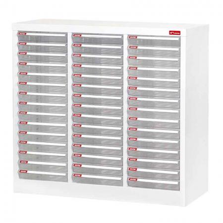 Steel File Cabinet with 45 plastic drawers in 3 columns for A4 paper - 사무실 수납장, 파일 수납장, 철제 수납장 데스크탑 수납장이 모두 하나의 깔끔한 패키지에 담겨 있습니다.