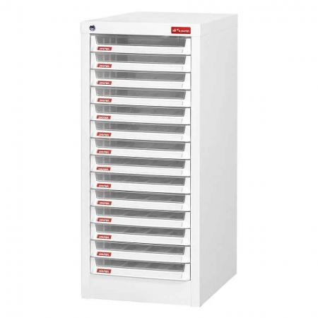 Steel File Cabinet with 14 plastic drawers in 1 column for A4 paper - SHUTER knows what you need to best manage your files and stationery.