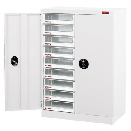 Steel File Cabinet with doors, 18 deep drawers in 2 columns for A4 paper - Help yourself to store files and documents easily and readily with SHUTER door filing cabinets with drawers.