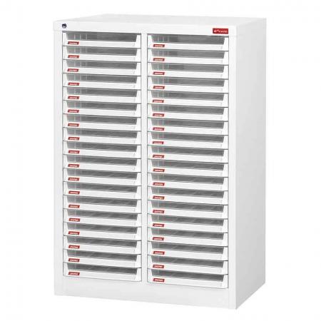 Floor Cabinet with 36 plastic drawers in 2 columns for A4 paper (3L per drawer) - This SHUTER steel cabinet can store such a large range of files and documents that we know you won't have to look anywhere else!