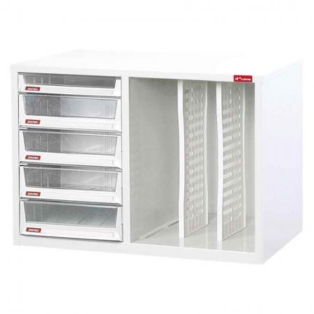 Steel File Cabinet with 4 deep drawers, 1 plastic drawer in 1 column and 2 dividers in 3 columns - Storage solutions provided by SHUTER include office cabinets that provide space for storage of files suitable for different work locations.